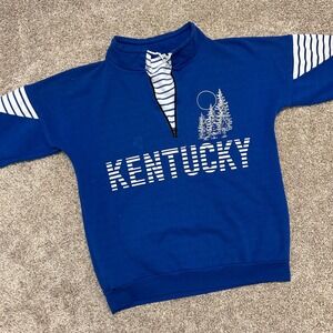 Vintage Kentucky 1/4 Zip Mock Neck Sweatshirt Made in USA Size Large Spellout